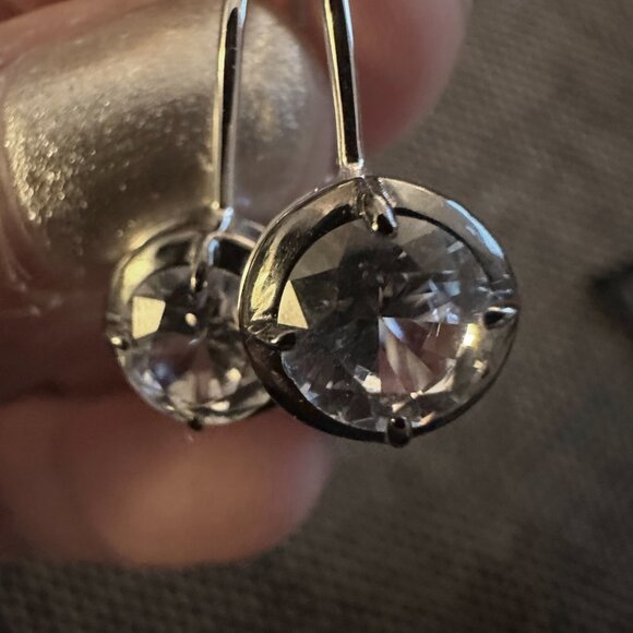 DORSEY LUCIEN WHITE SAPPHIRE LEVERBACK EARRINGS - SILVER - Picture 3 of 4